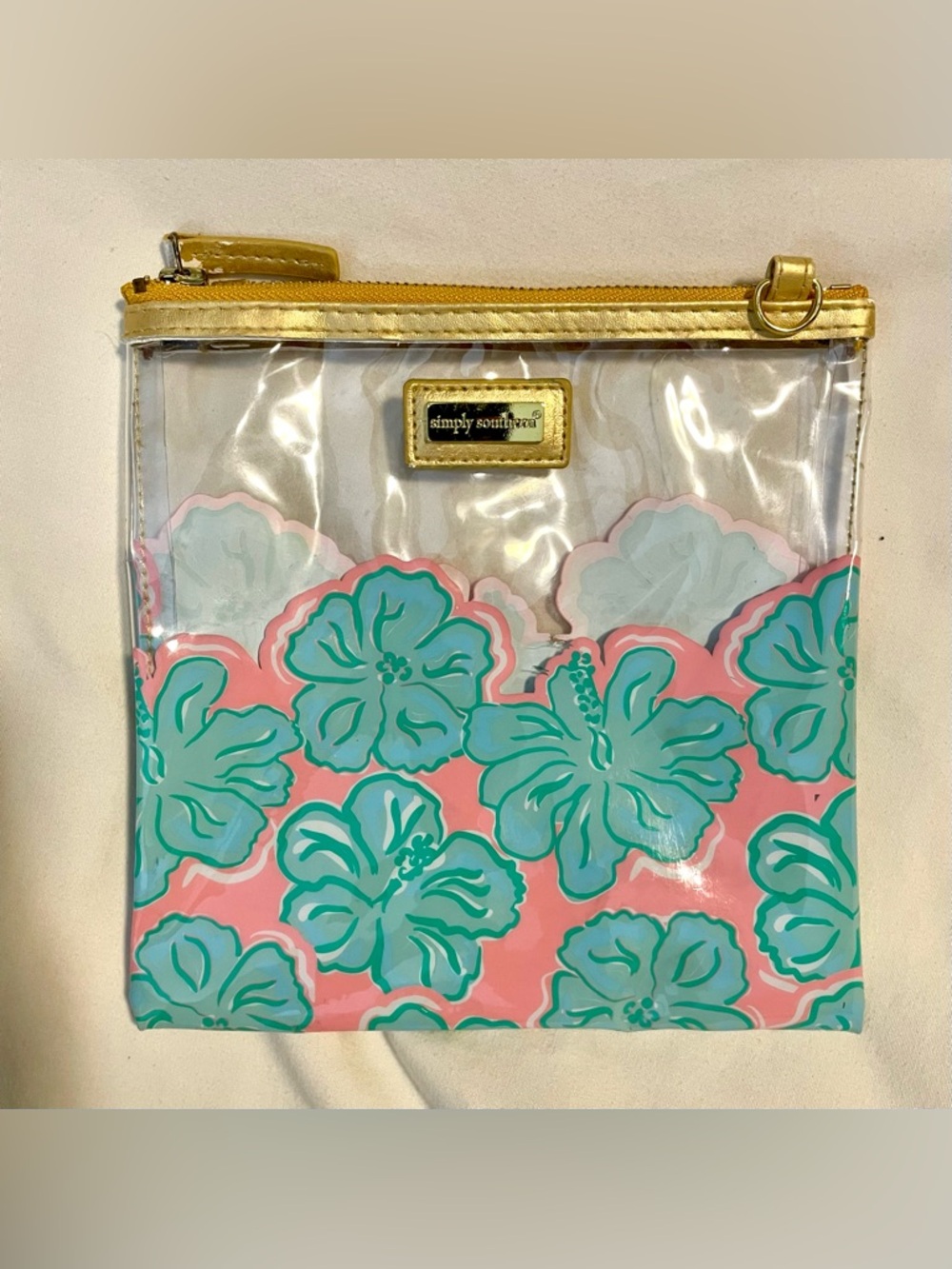SIMPLY SOUTHERN Collection “Hibiscus” Clear Beach Pouch *NO Strap - Picture 1 of 8